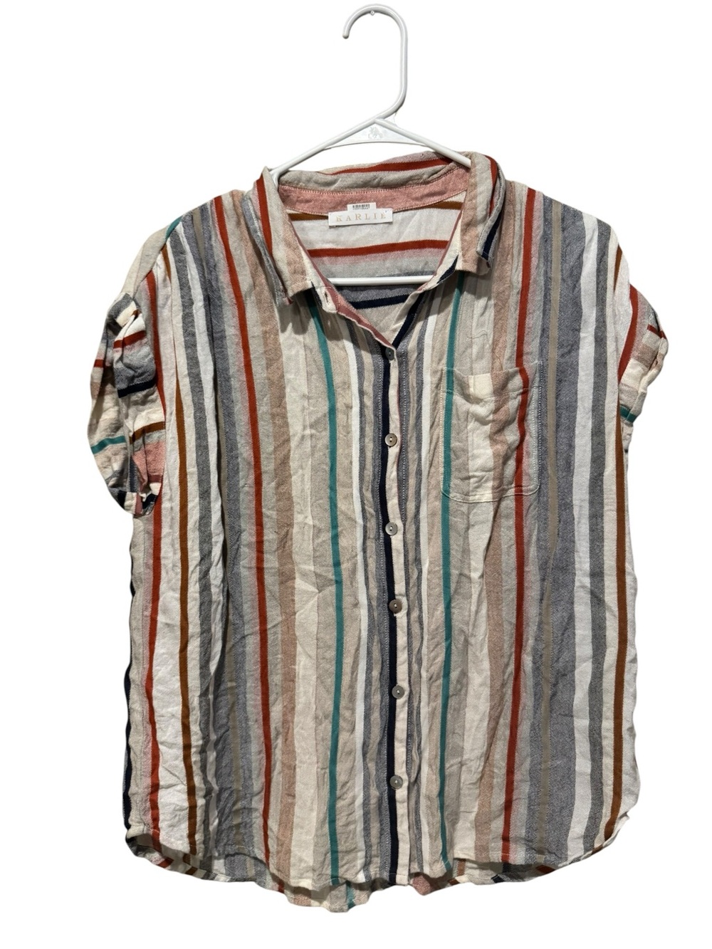 Karlie‎ Multicolor Vertical Stripe Button-Down Shirt